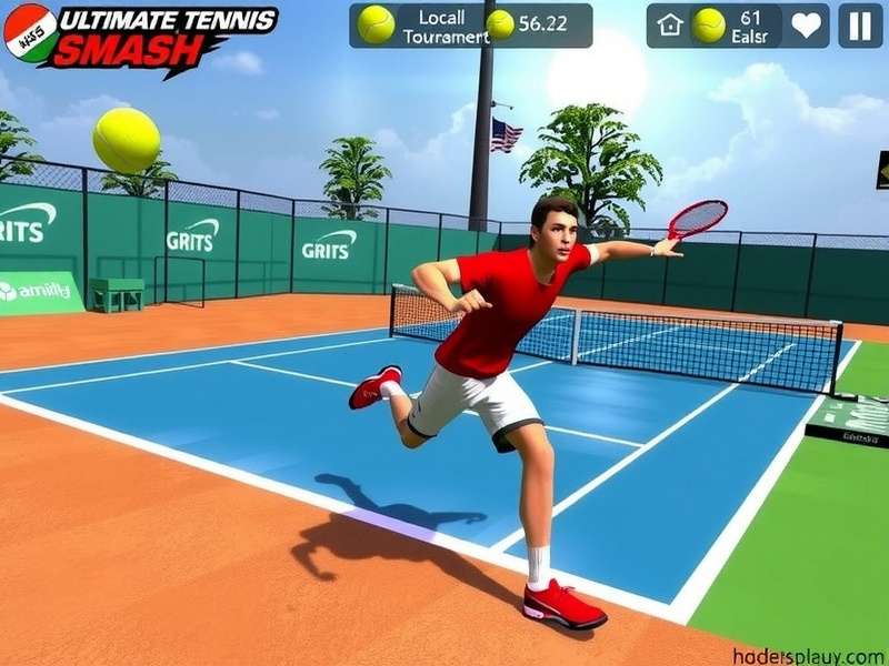 Ultimate Tennis Smash gameplay screenshot showing realistic tennis action